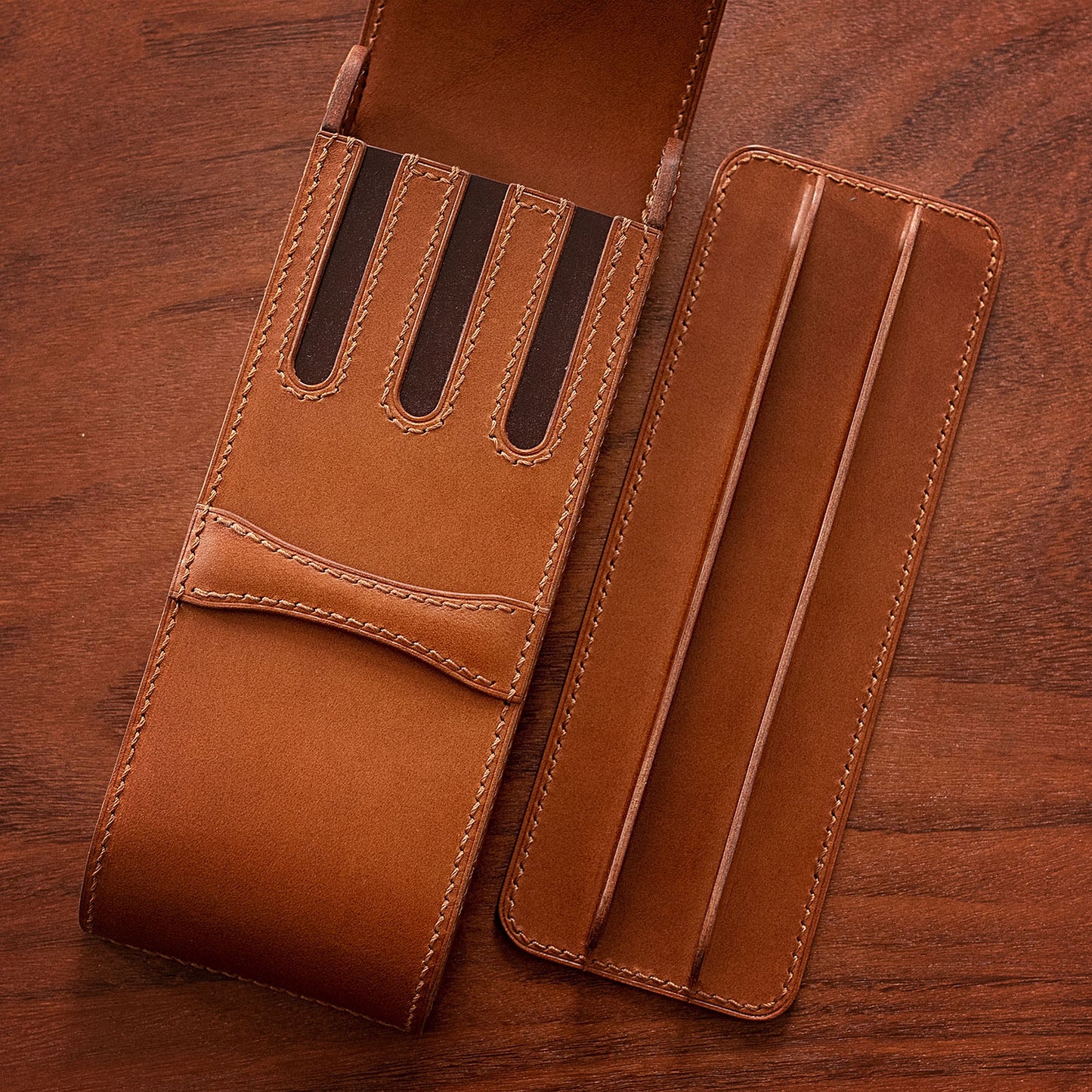 Ready Made Leather Fountain Pen Case for 3 Pens