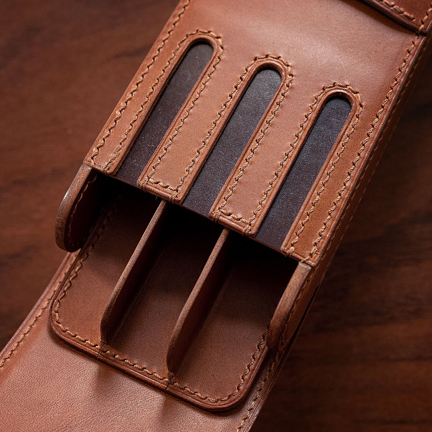 Ready Made Leather Fountain Pen Case for 3 Pens