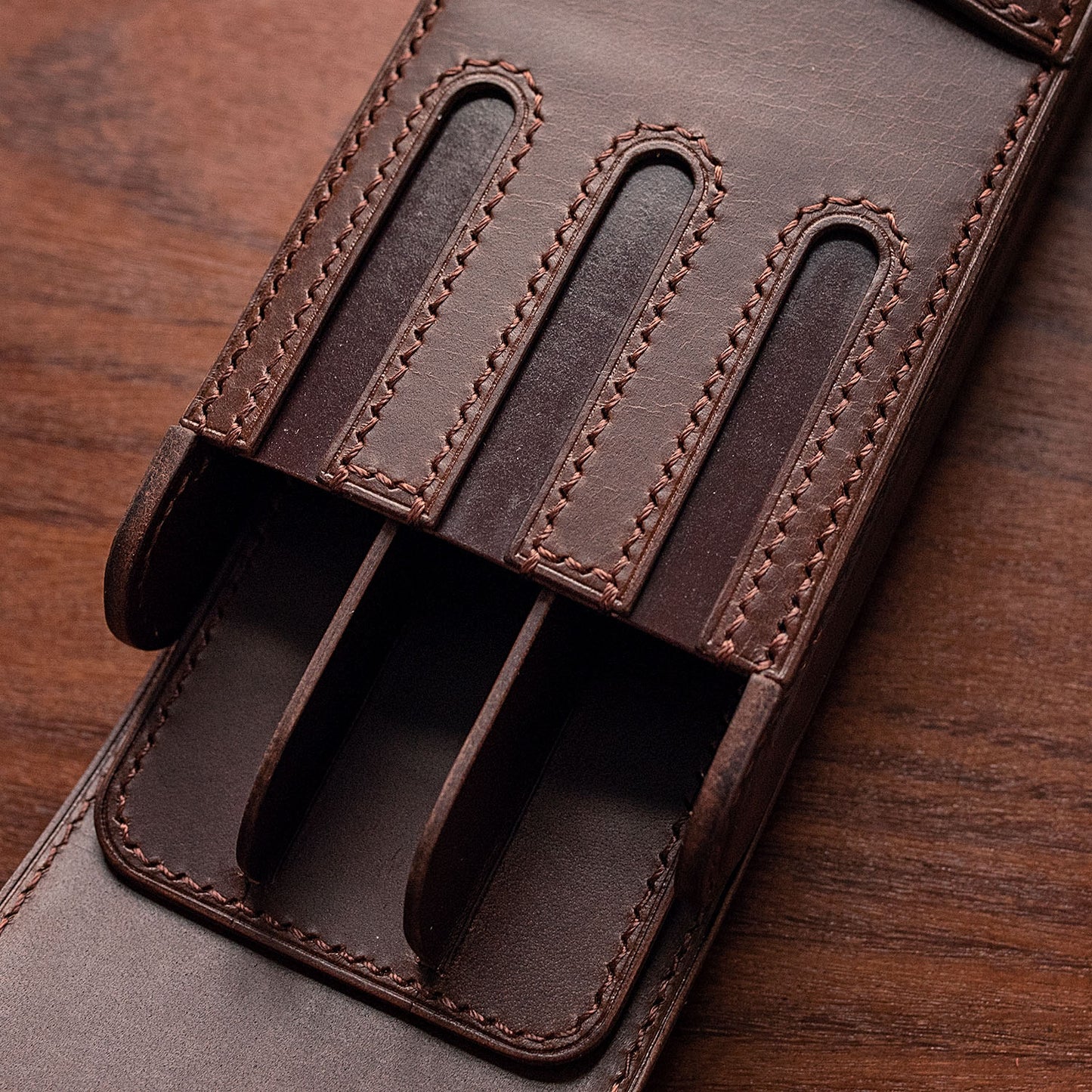 Ready Made Leather Fountain Pen Case for 3 Pens