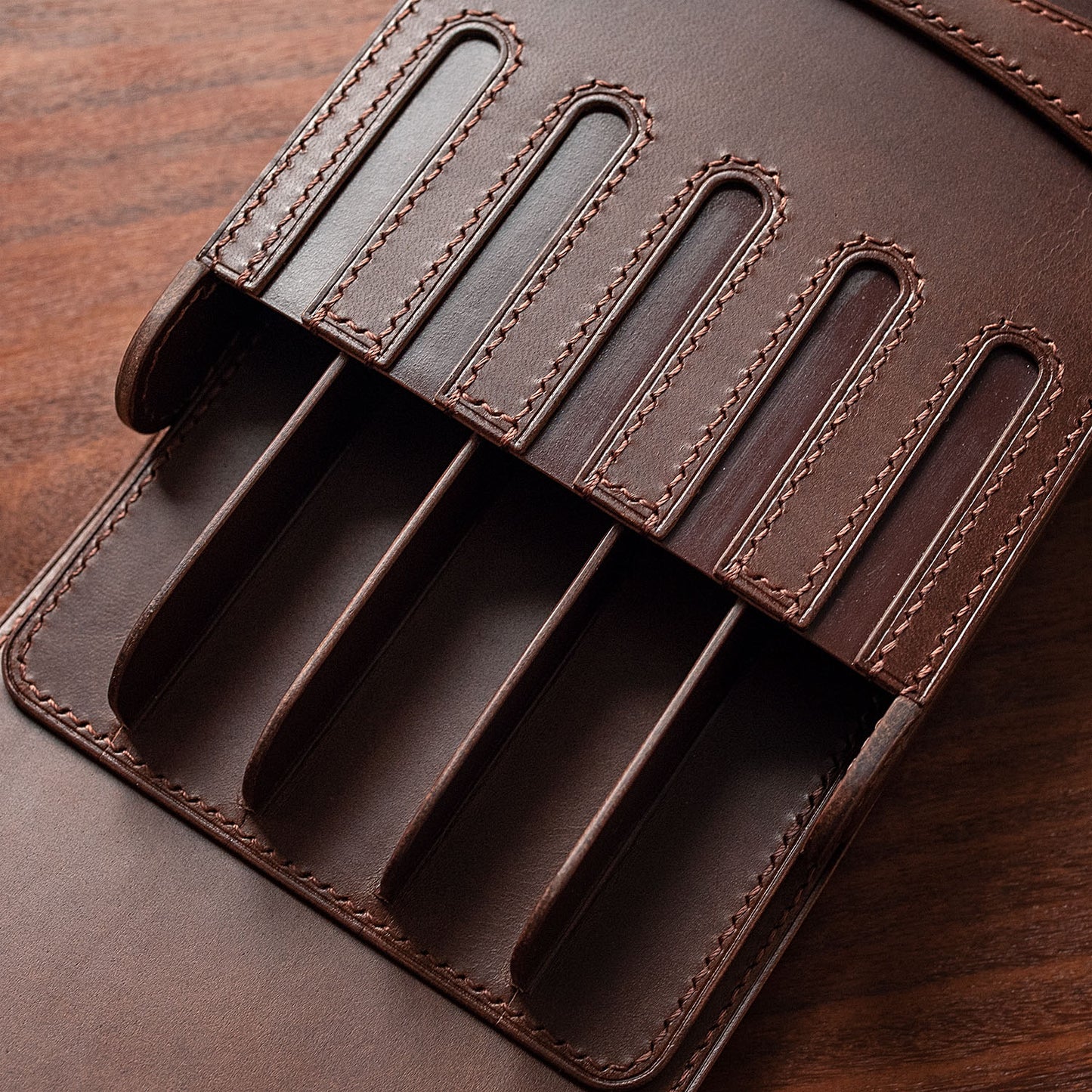 Ready Made Leather Fountain Pen Case for 5 Pens
