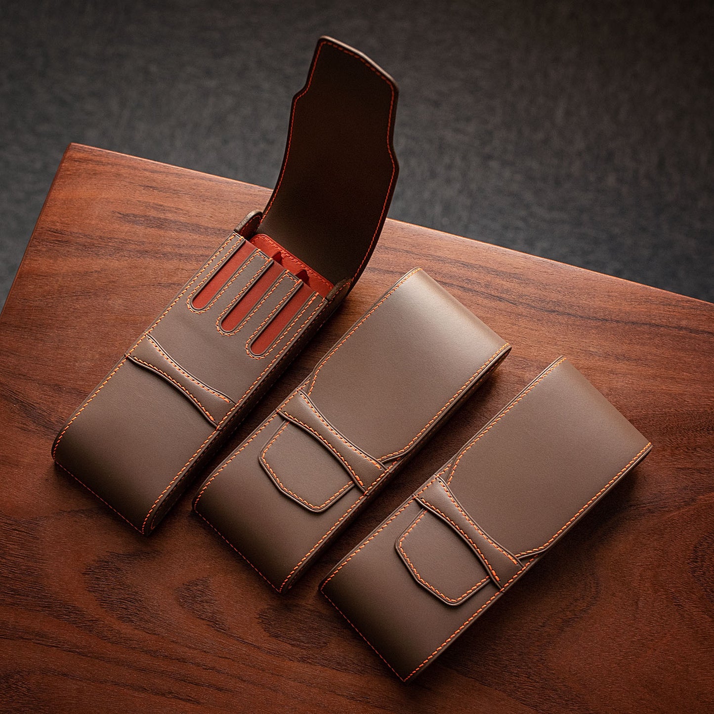 Ready Made Leather Fountain Pen Case for 3 Pens