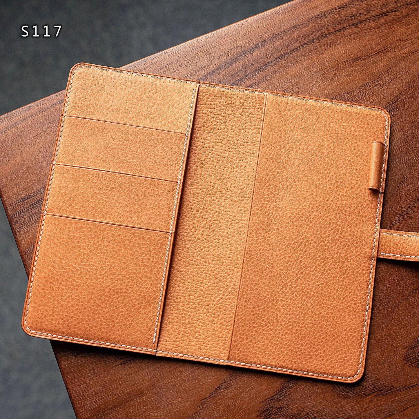 Pocket plus size cover in natural Minerva Box leather with a minor cosmetic imperfection | Ready made