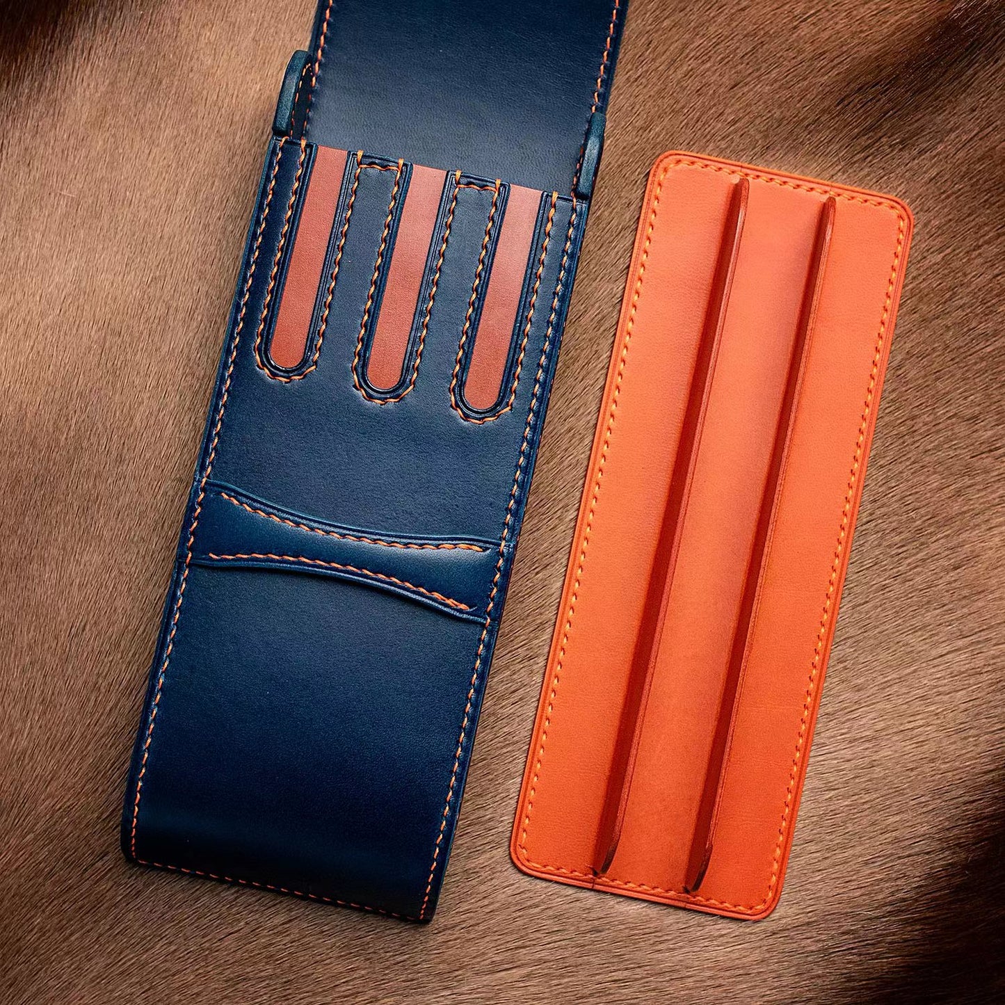 Ready Made Leather Fountain Pen Case for 3 Pens