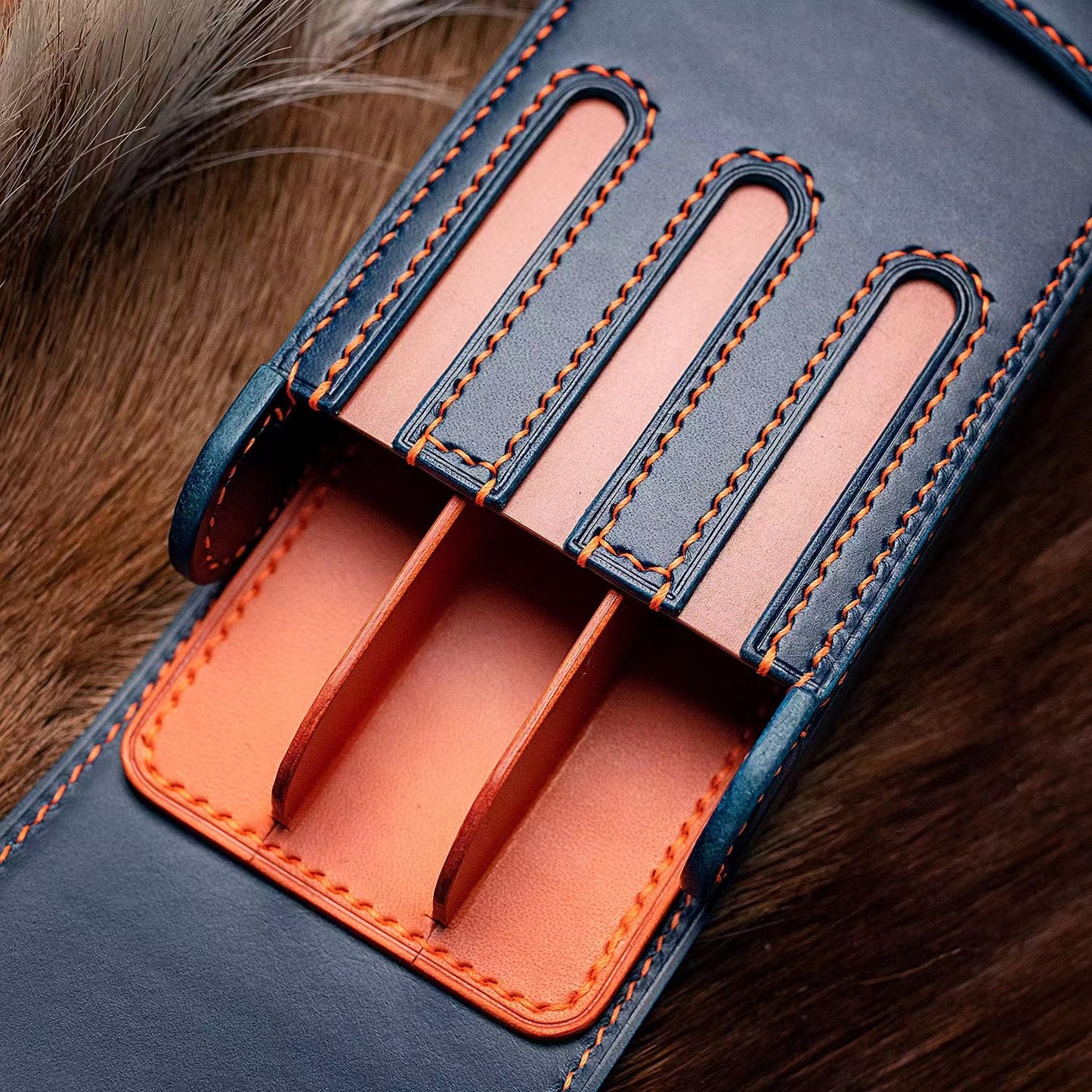 Ready Made Leather Fountain Pen Case for 3 Pens