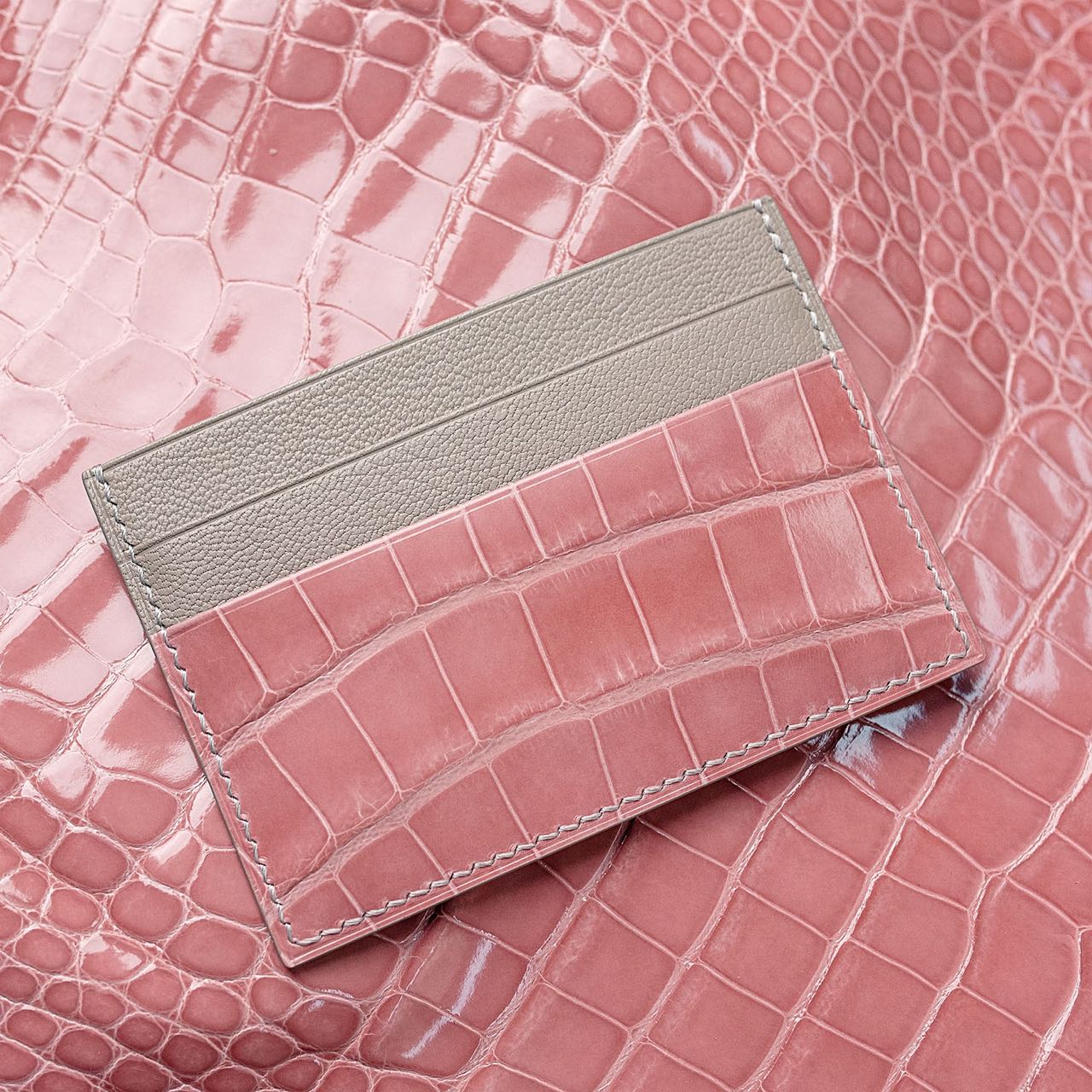 Alligator Leather Double-Sided Card Holder