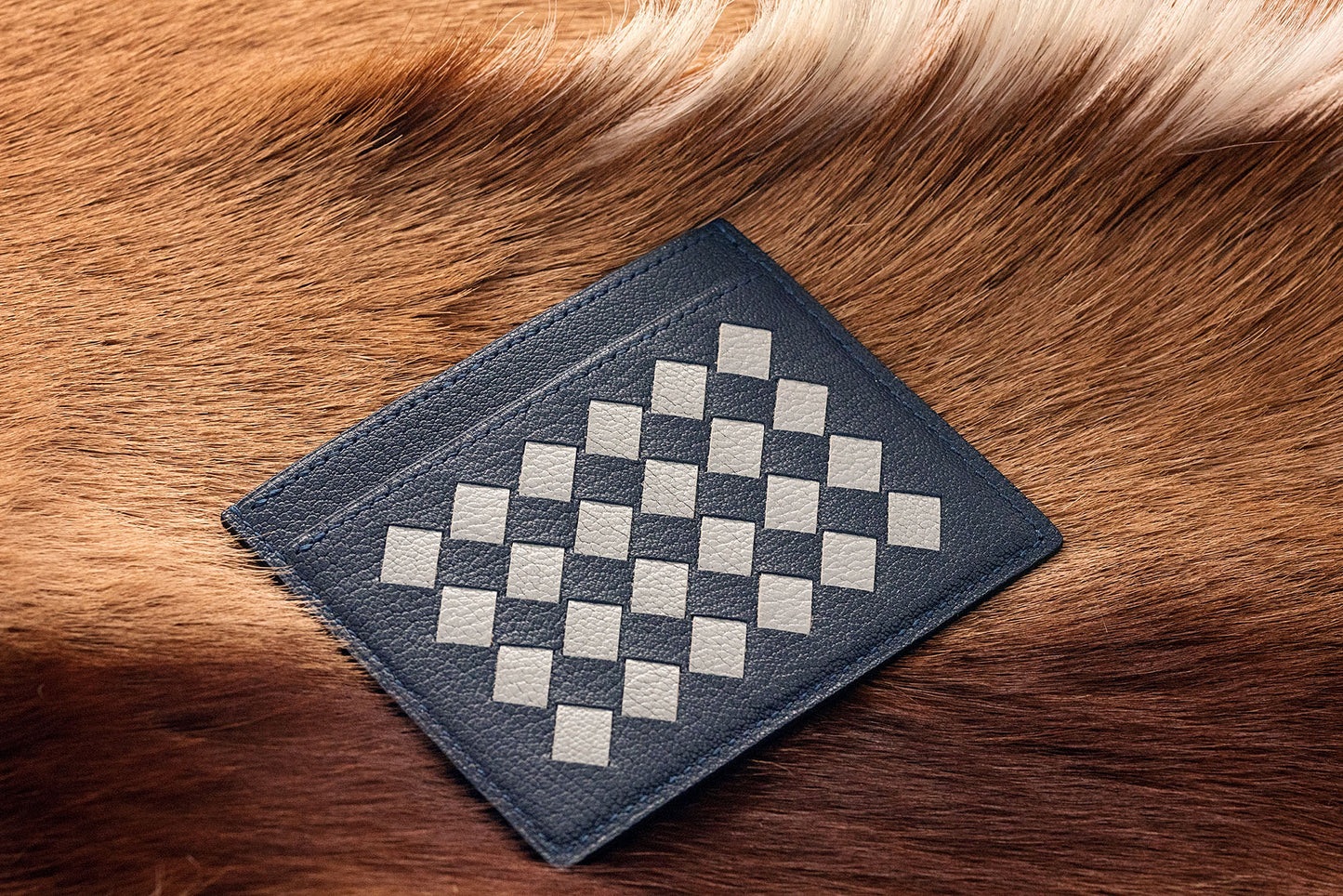 Alran Chevre Chagrin "Sully" Intrecciato Card Holder