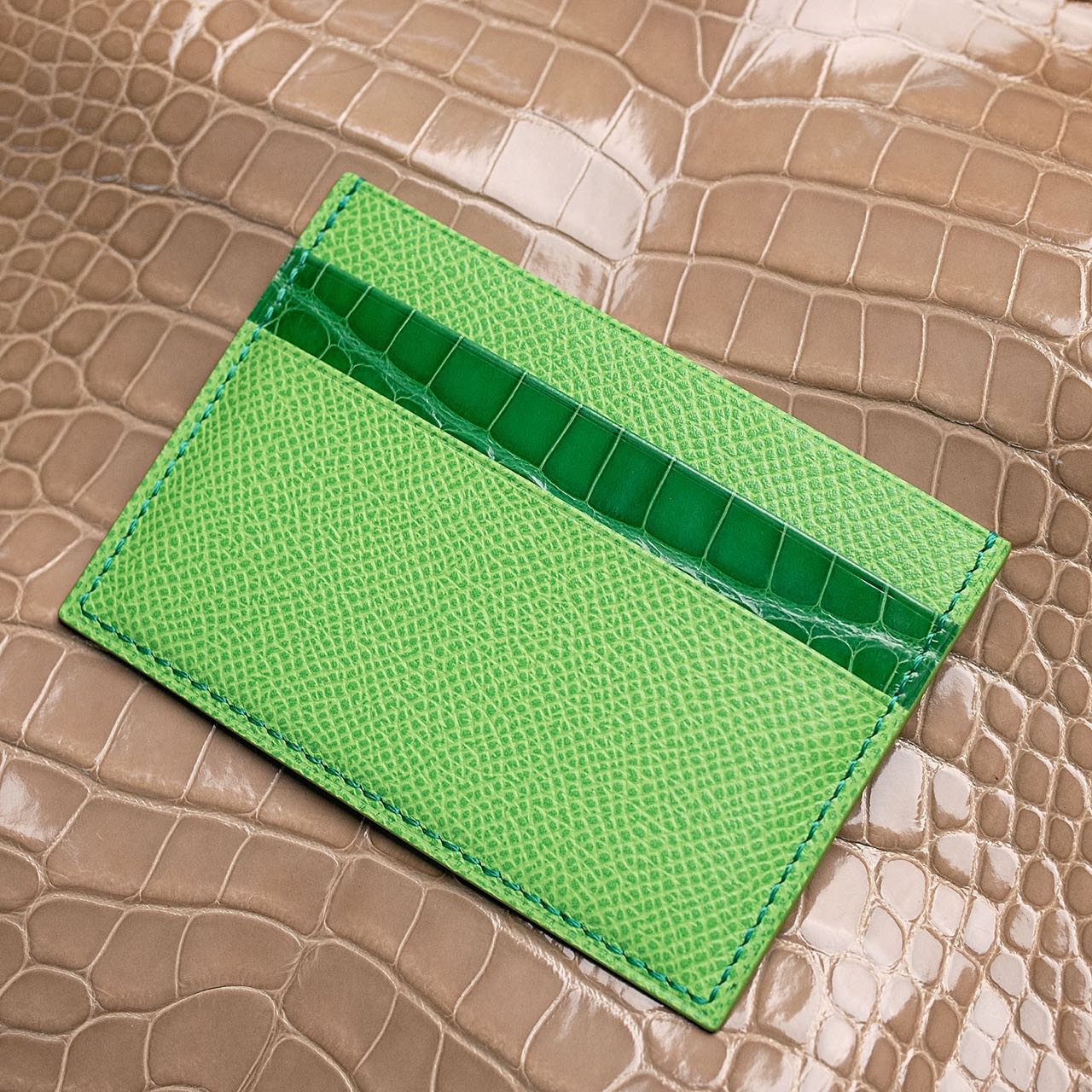 Alligator Leather Double-Sided Card Holder