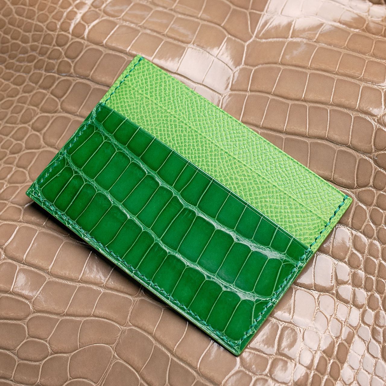 Alligator Leather Double-Sided Card Holder