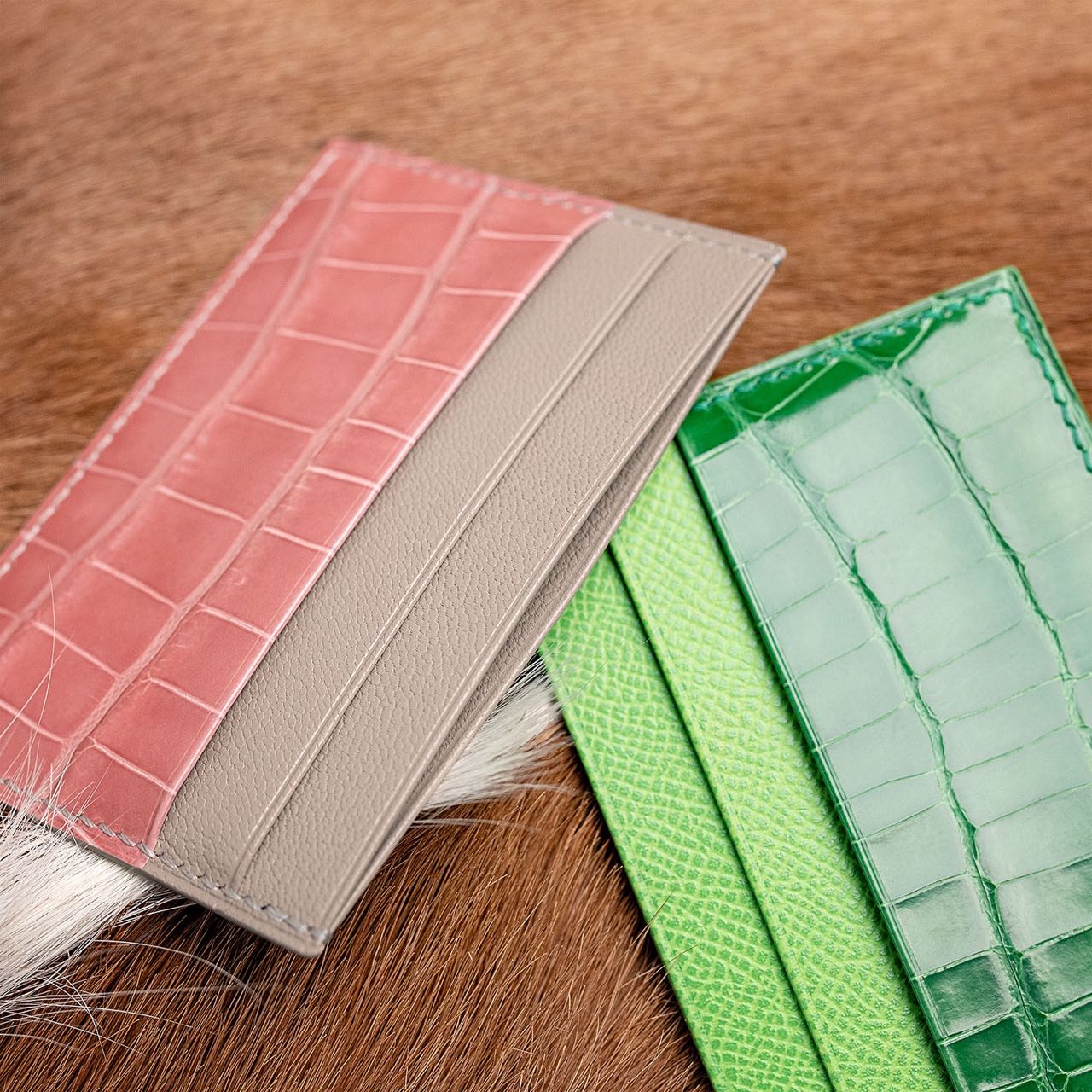 Alligator Leather Double-Sided Card Holder