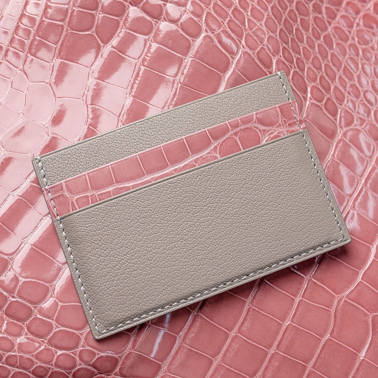 Alligator Leather Double-Sided Card Holder