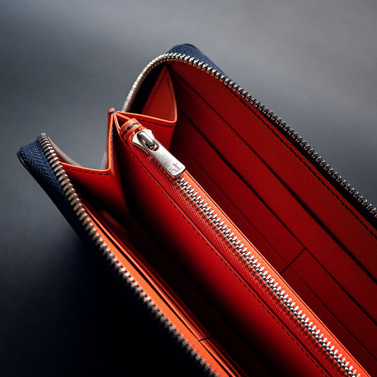 Handmade Epsom Leather Long Wallet with Zipper