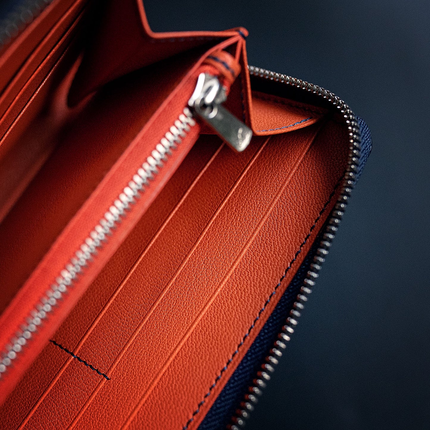 Handmade Epsom Leather Long Wallet with Zipper
