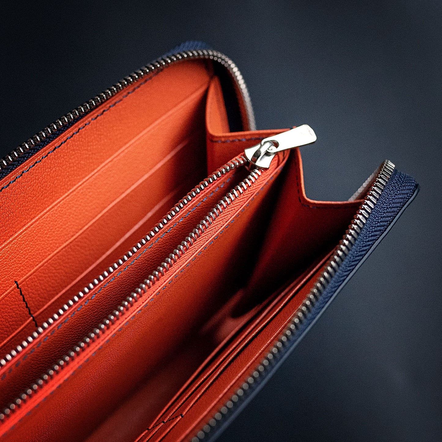 Handmade Epsom Leather Long Wallet with Zipper
