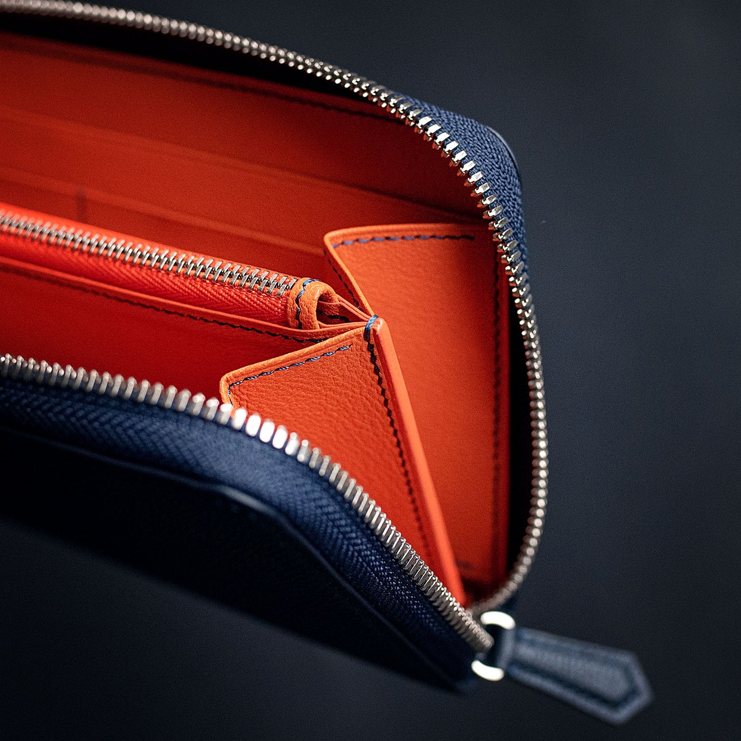 Handmade Epsom Leather Long Wallet with Zipper