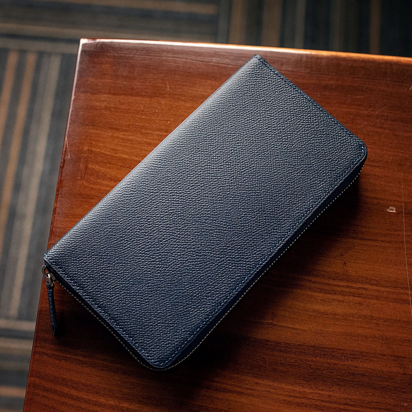 Handmade Epsom Leather Long Wallet with Zipper