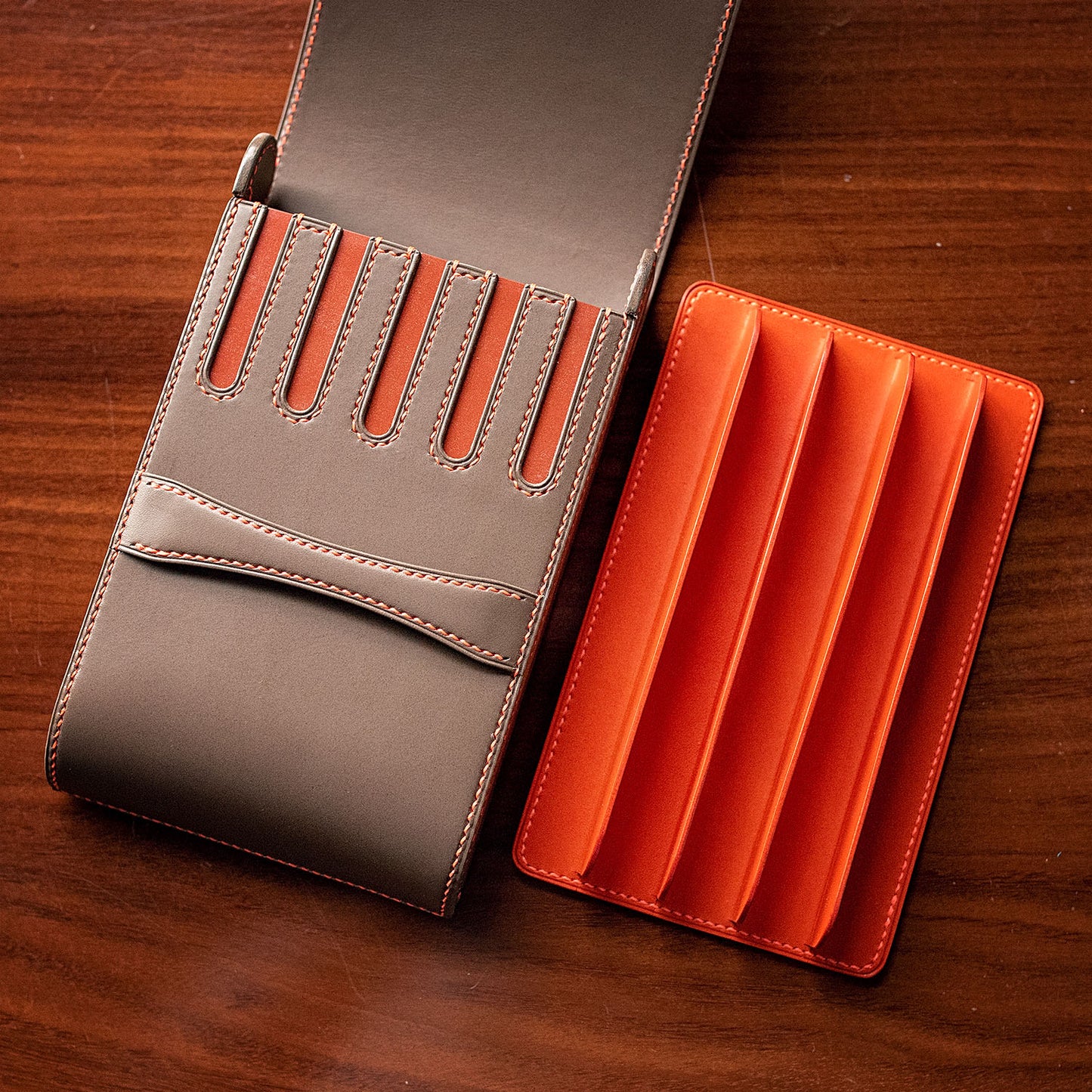 Ready Made Leather Fountain Pen Case for 5 Pens