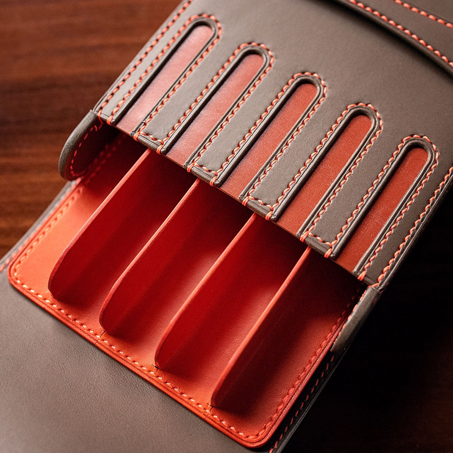 Ready Made Leather Fountain Pen Case for 5 Pens