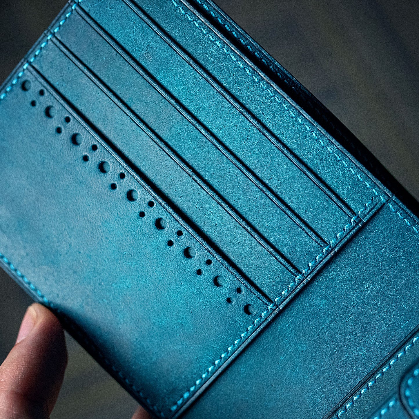 Brogue Styled Bifold Wallet with Coin Pocket