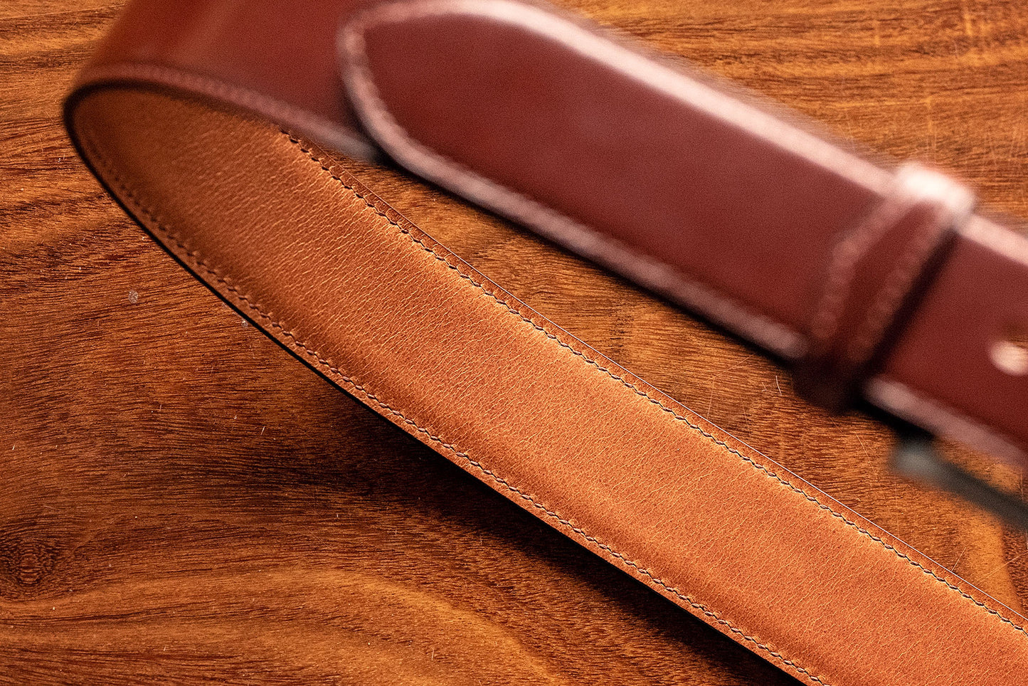 English Bridle Leather Hand Stitched Belt