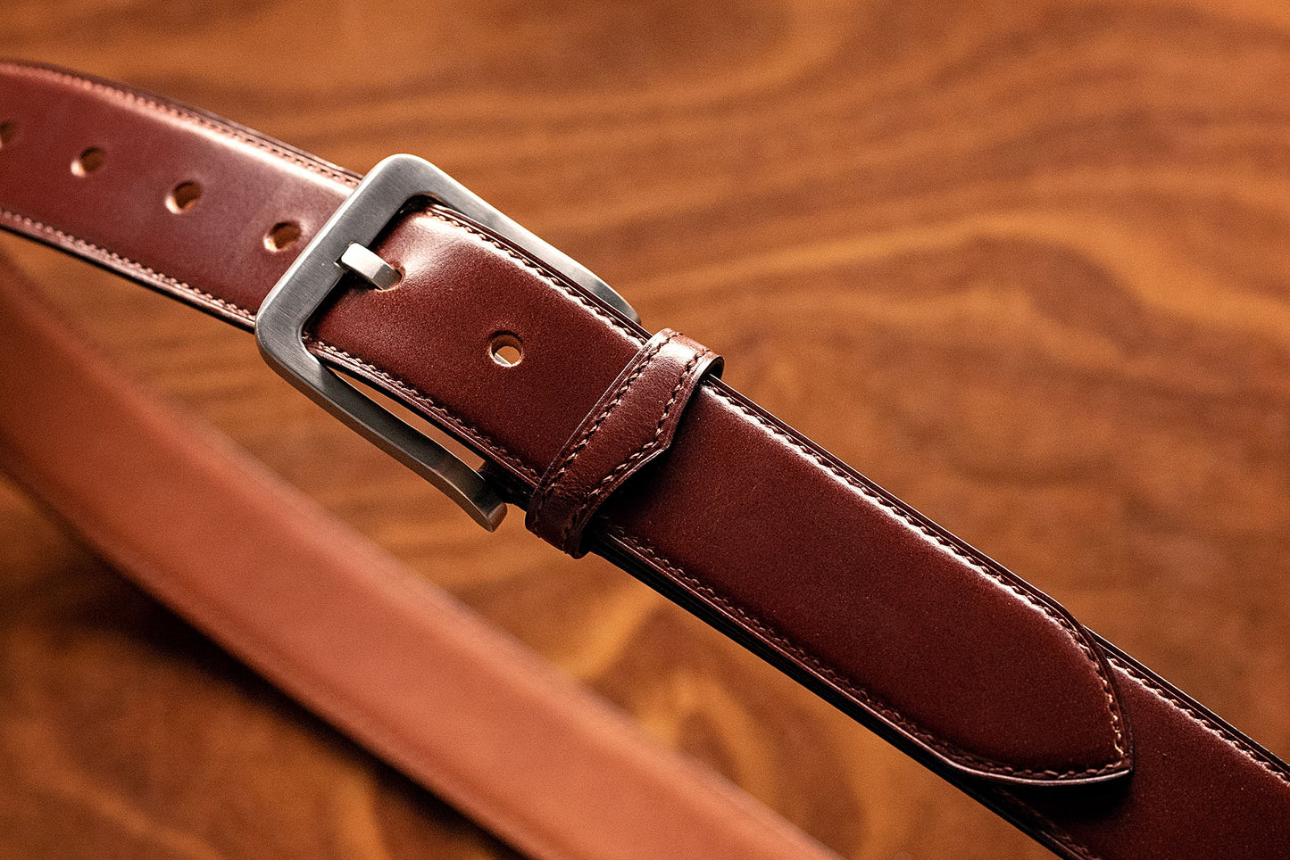 English Bridle Leather Hand Stitched Belt
