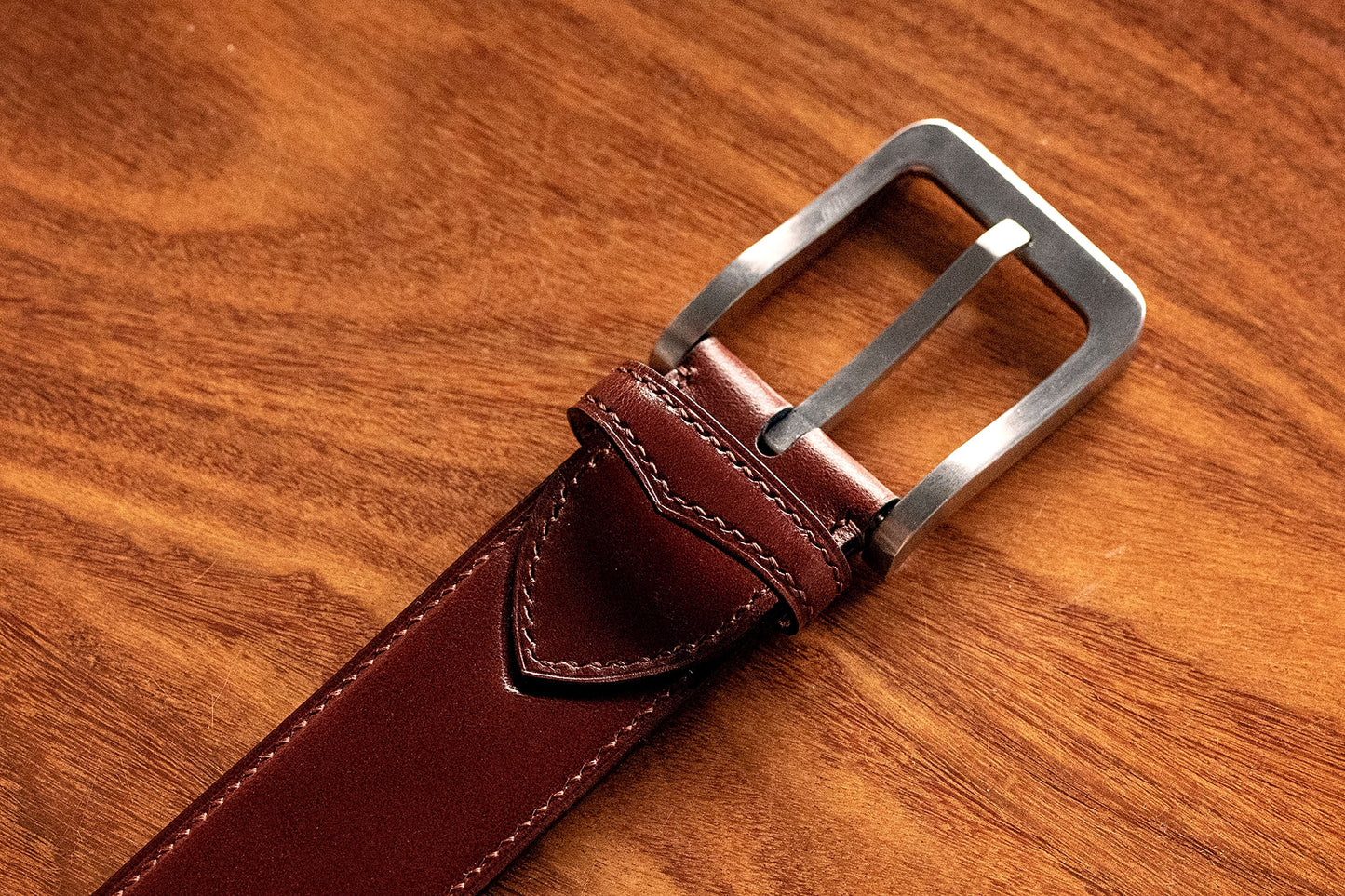 English Bridle Leather Hand Stitched Belt