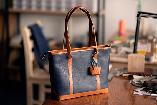 handmade mbox buttero leather tote bag