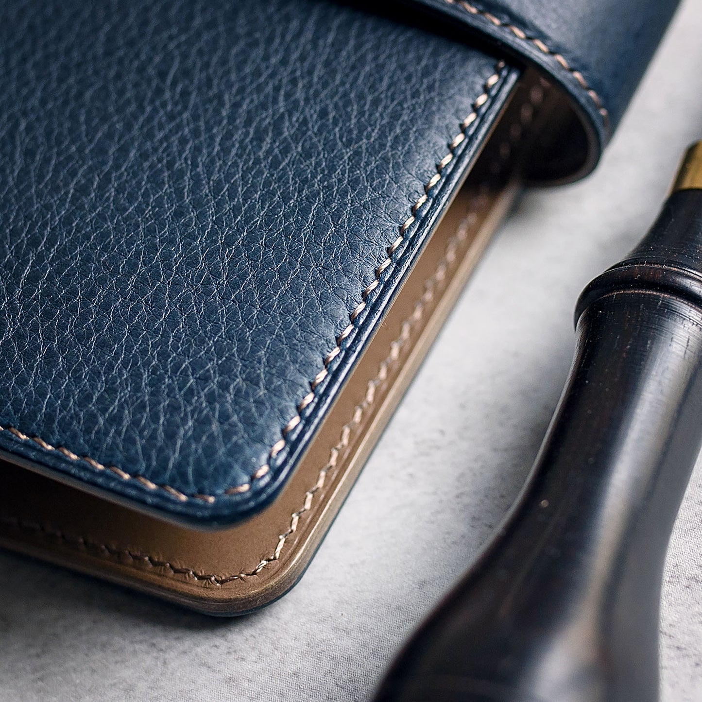 Navy Minerva Box and grey Buttero A6 cover with a minor cosmetic imperfection | Ready made