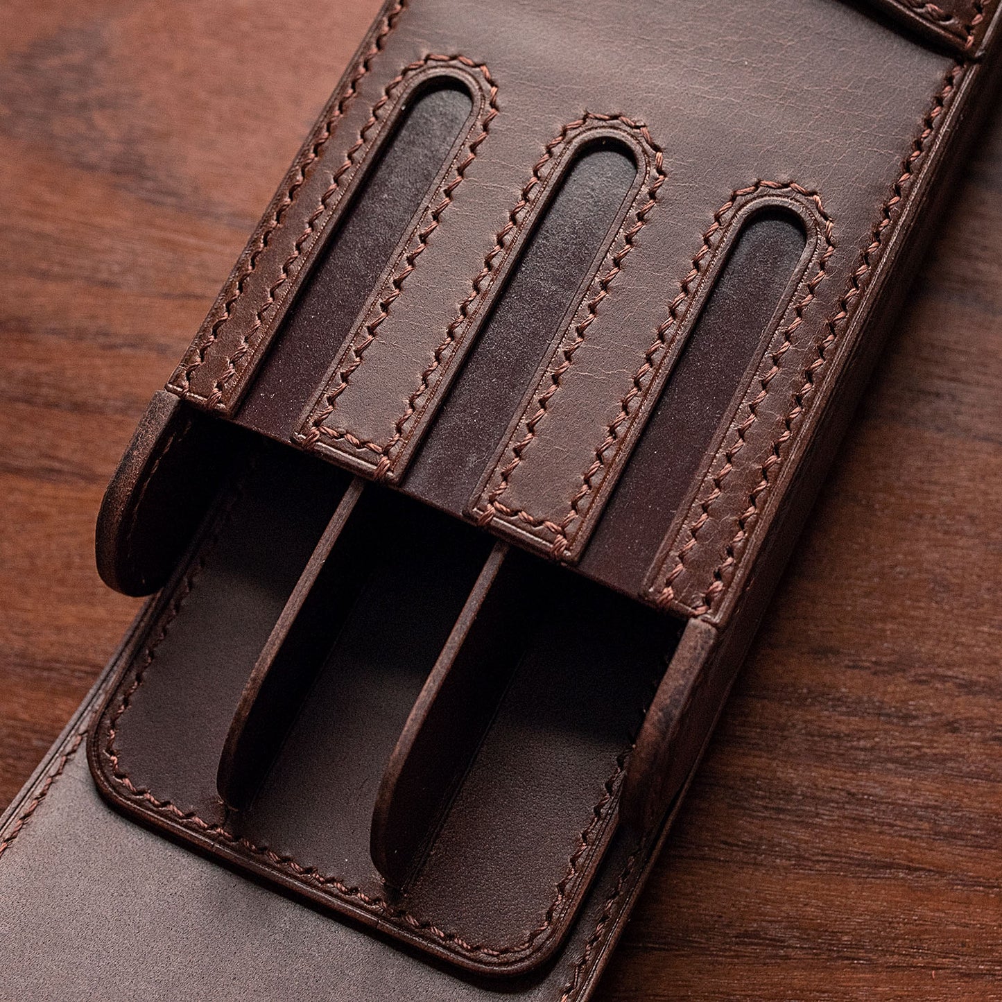 Leather Fountain Pen Case for 3 Pens