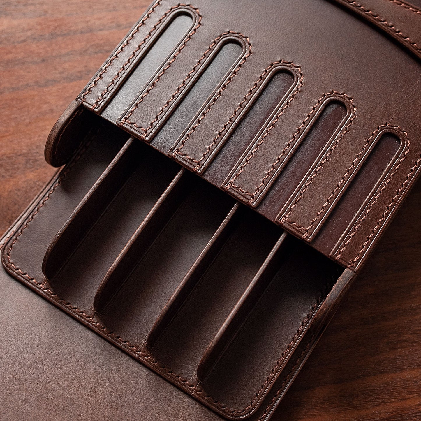 Leather Fountain Pen Case for 5 Pens