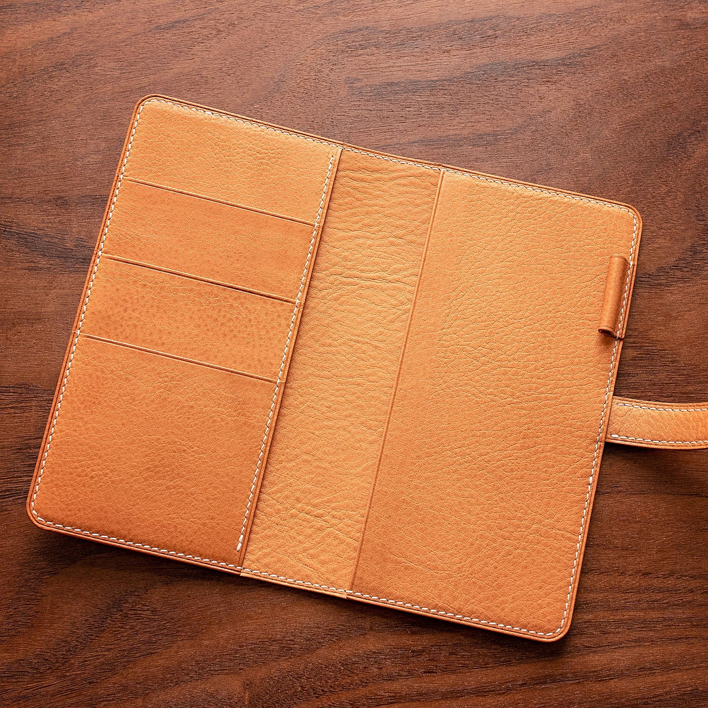 Pocket Plus size cover in natural Minerva Box leather | Made to order