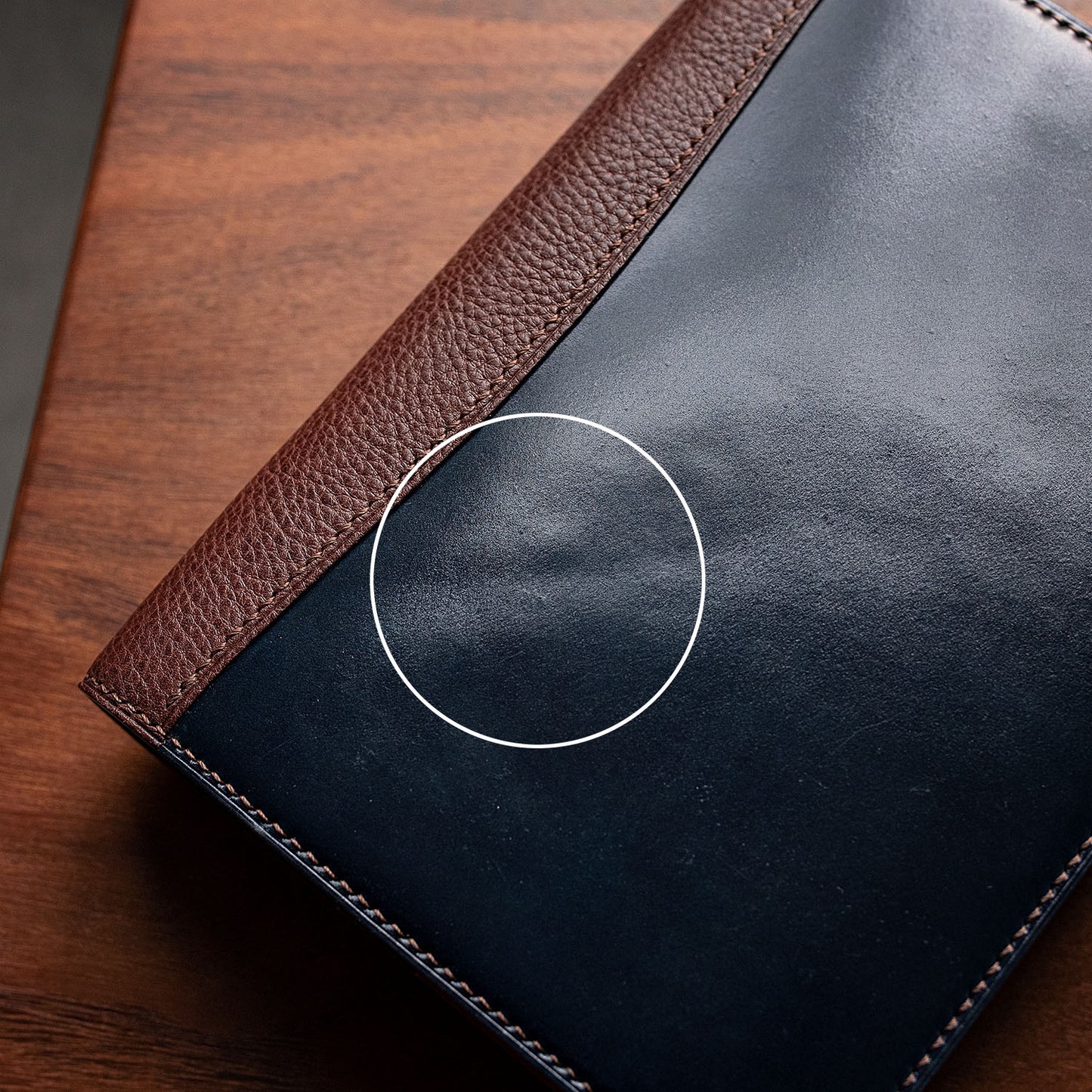 Horween shell cordovan and Minerva Box leather A6 Ring Planner with a minor cosmetic imperfection