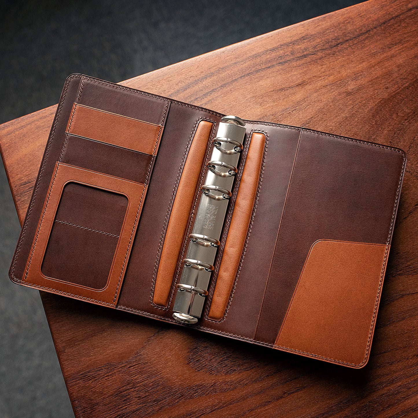 Horween shell cordovan and Minerva Box leather A6 Ring Planner with a minor cosmetic imperfection