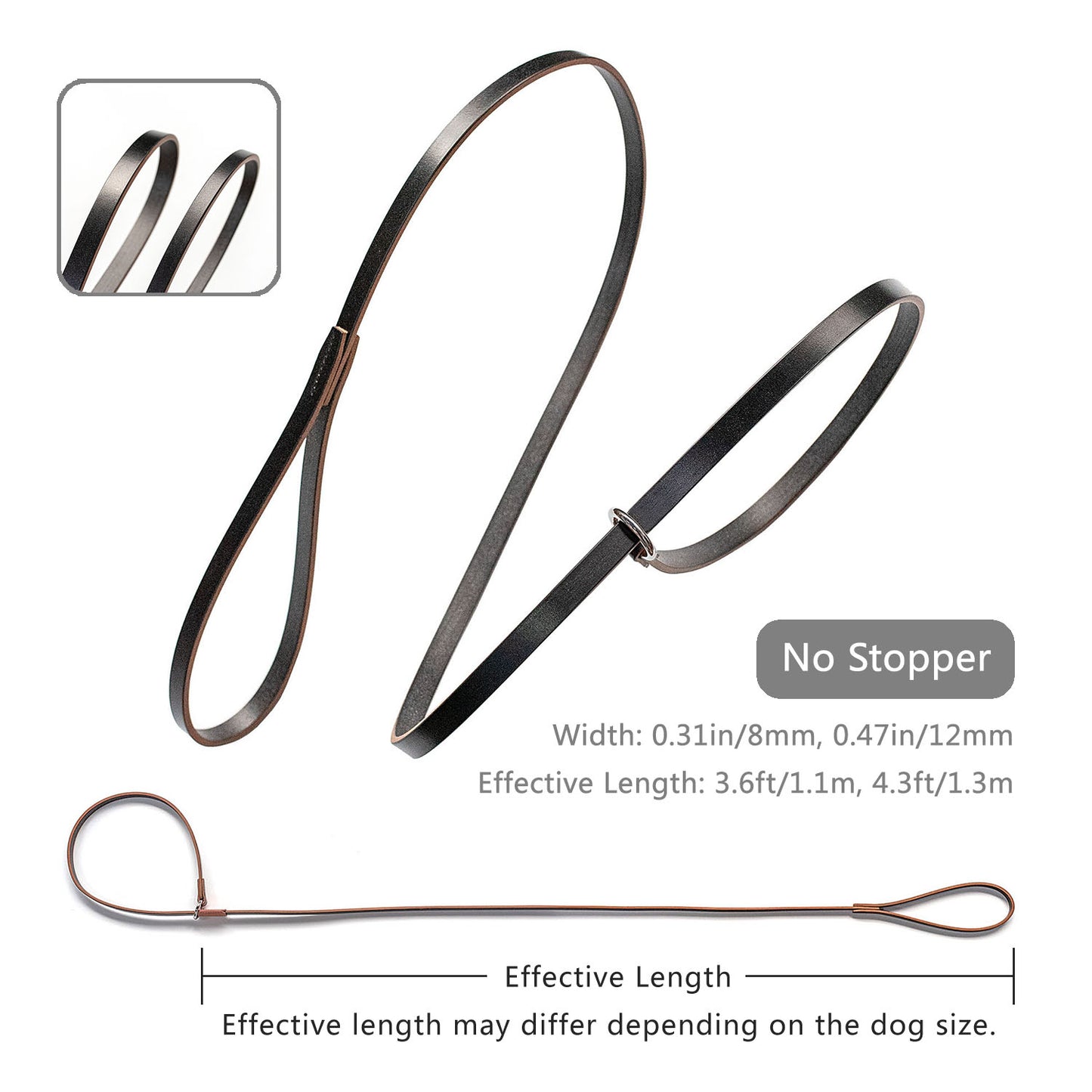 English Bridle Leather Dog Slip Lead Leash | Ready Made