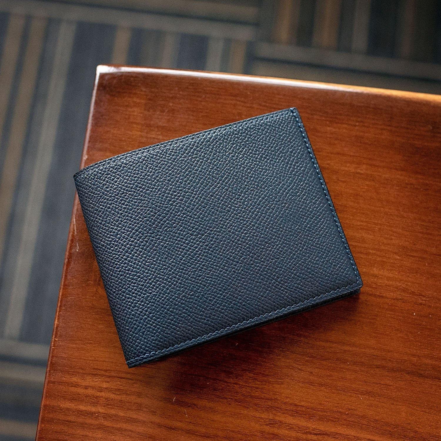 Gray Epsom Leather Handmade Custom Mens Wallet, Personalized Bi