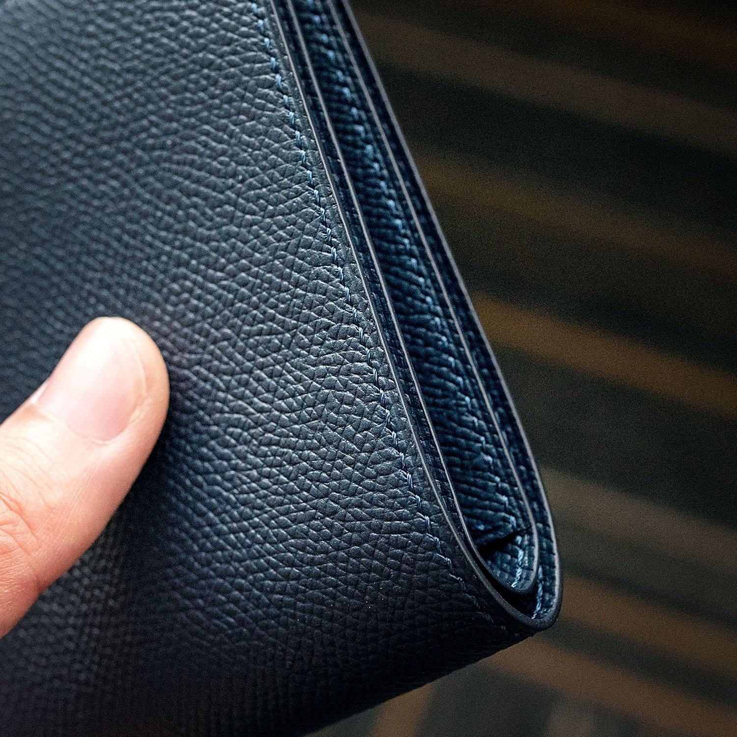 Bespoke Black Epsom Leather Wallet, Bifold Handmade W20 - Hephakee