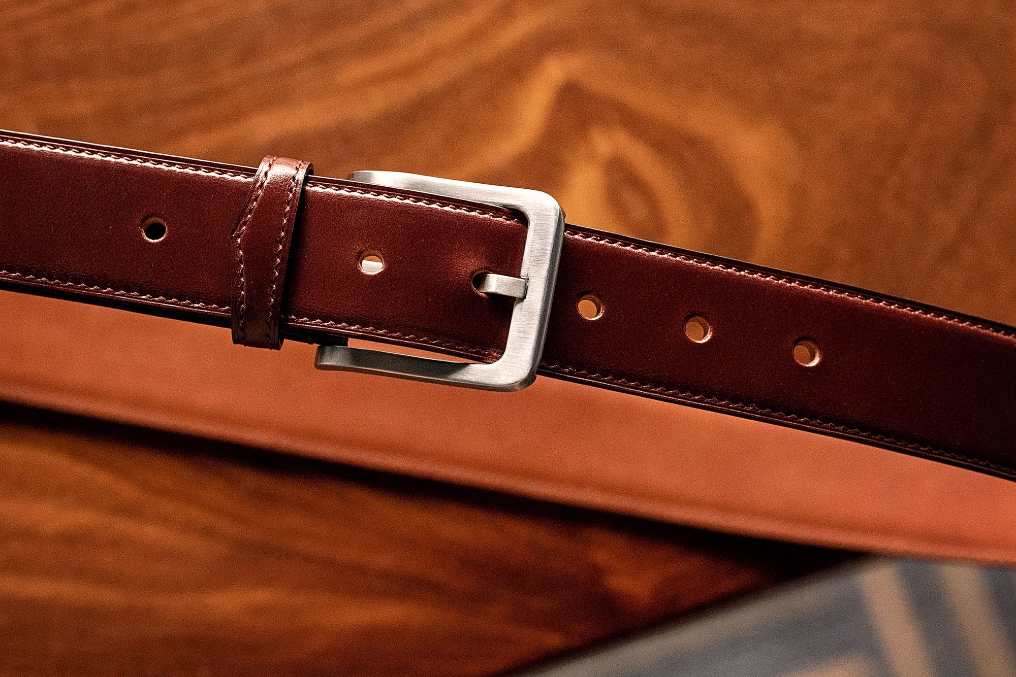 English Bridle Leather Hand Stitched Belt